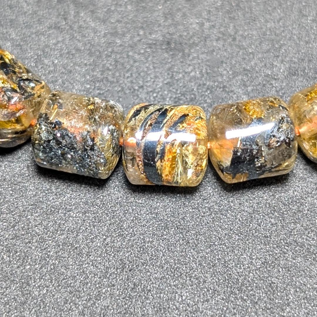 一点物 大量ヘマタイト入り!!太陽放射ルチル・スタールチルブレスレット 金運石