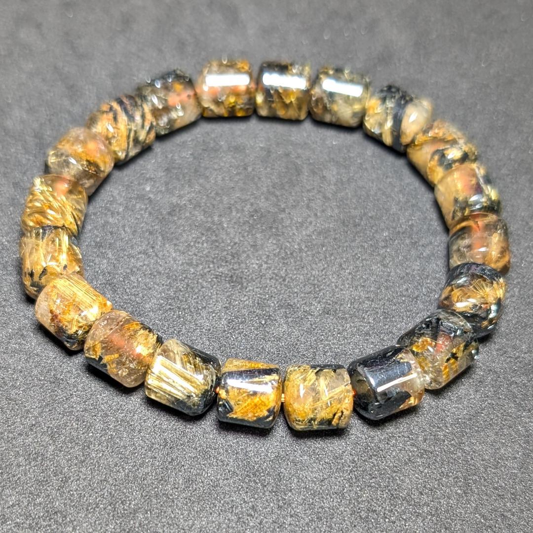 一点物 大量ヘマタイト入り!!太陽放射ルチル・スタールチルブレスレット 金運石