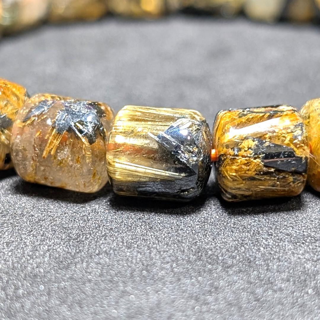 一点物 大量ヘマタイト入り!!太陽放射ルチル・スタールチルブレスレット 金運石