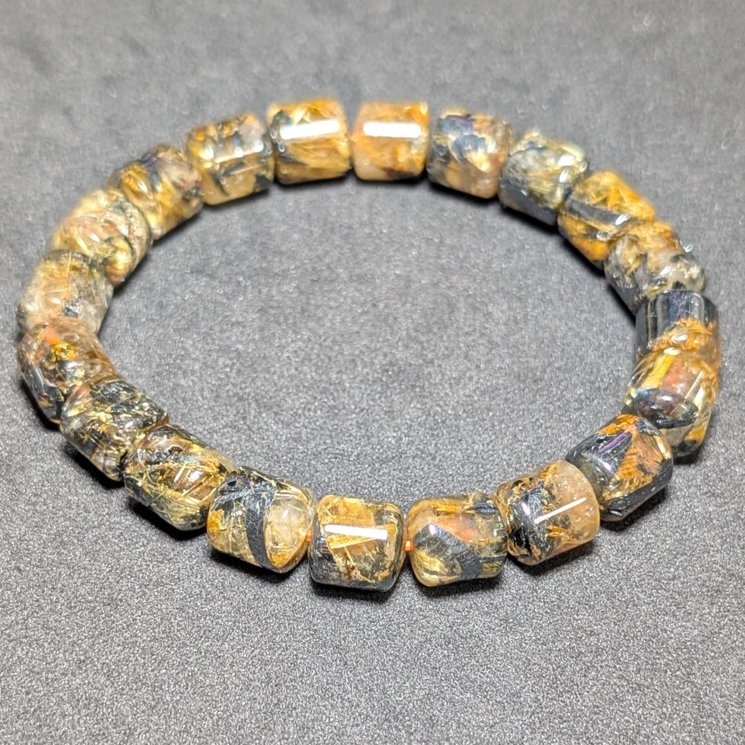 一点物 大量ヘマタイト入り!!太陽放射ルチル・スタールチルブレスレット 金運石