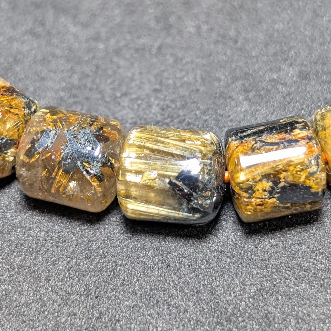 一点物 大量ヘマタイト入り!!太陽放射ルチル・スタールチルブレスレット 金運石