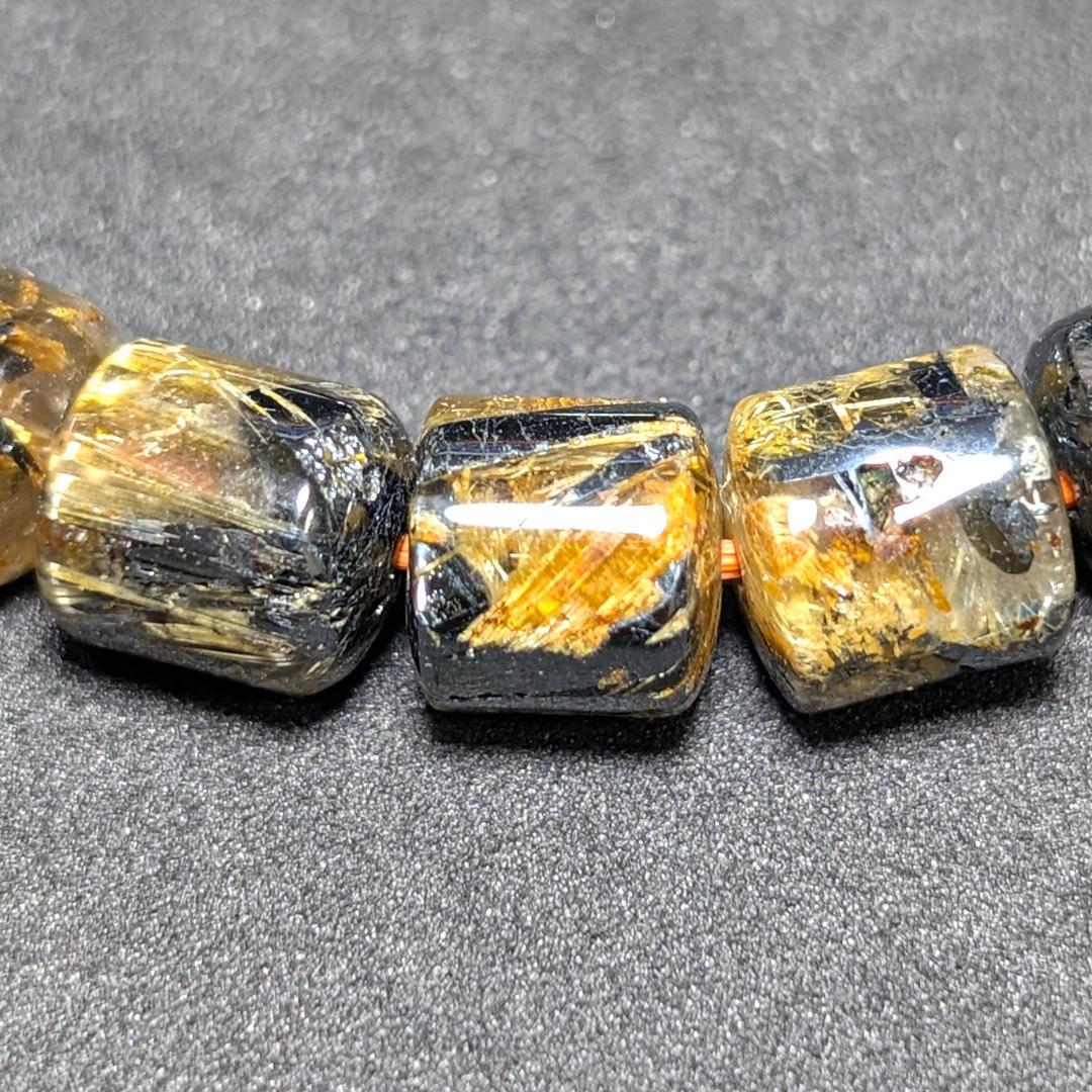 一点物 大量ヘマタイト入り!!太陽放射ルチル・スタールチルブレスレット 金運石