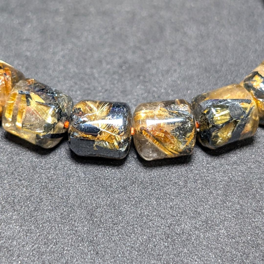 一点物 大量ヘマタイト入り!!太陽放射ルチル・スタールチルブレスレット 金運石