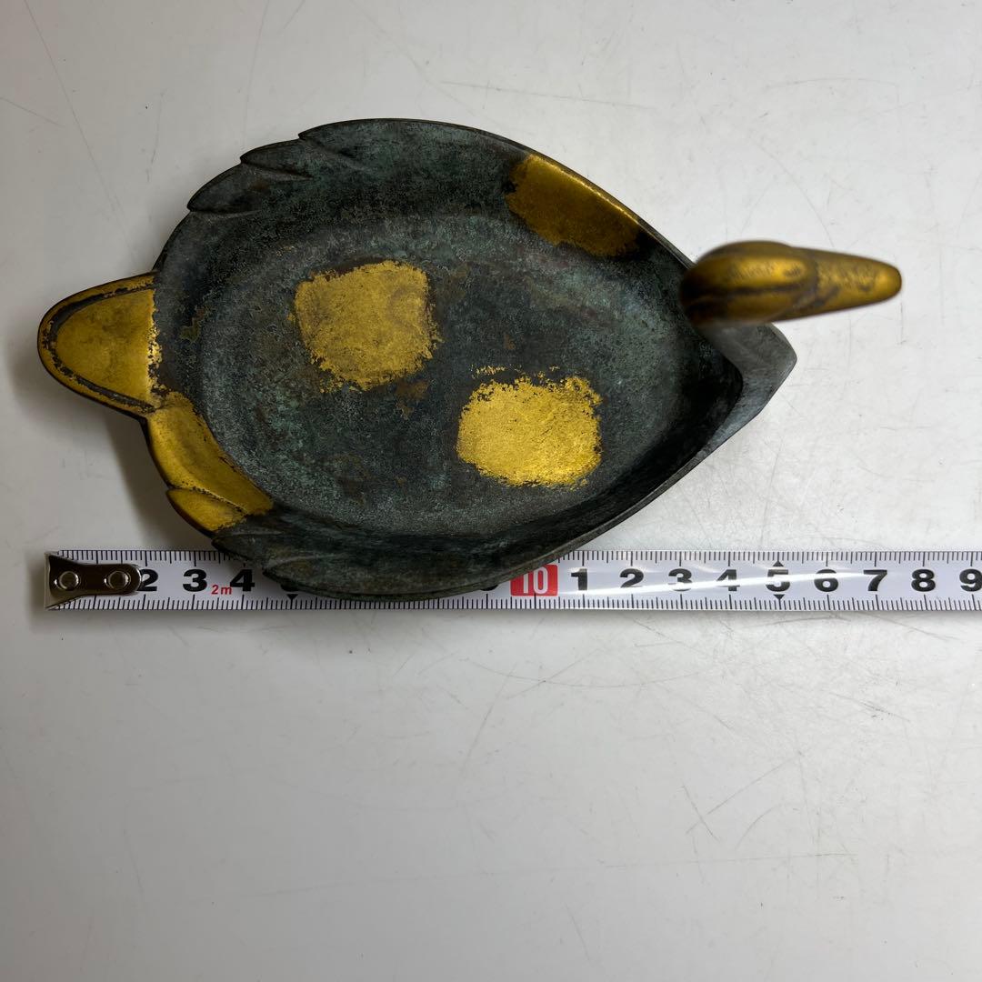 四代泰蔵六　塗金銅床置　瑞鳥　在銘　共箱　幅16cm 東K8-0226①タエサカ
