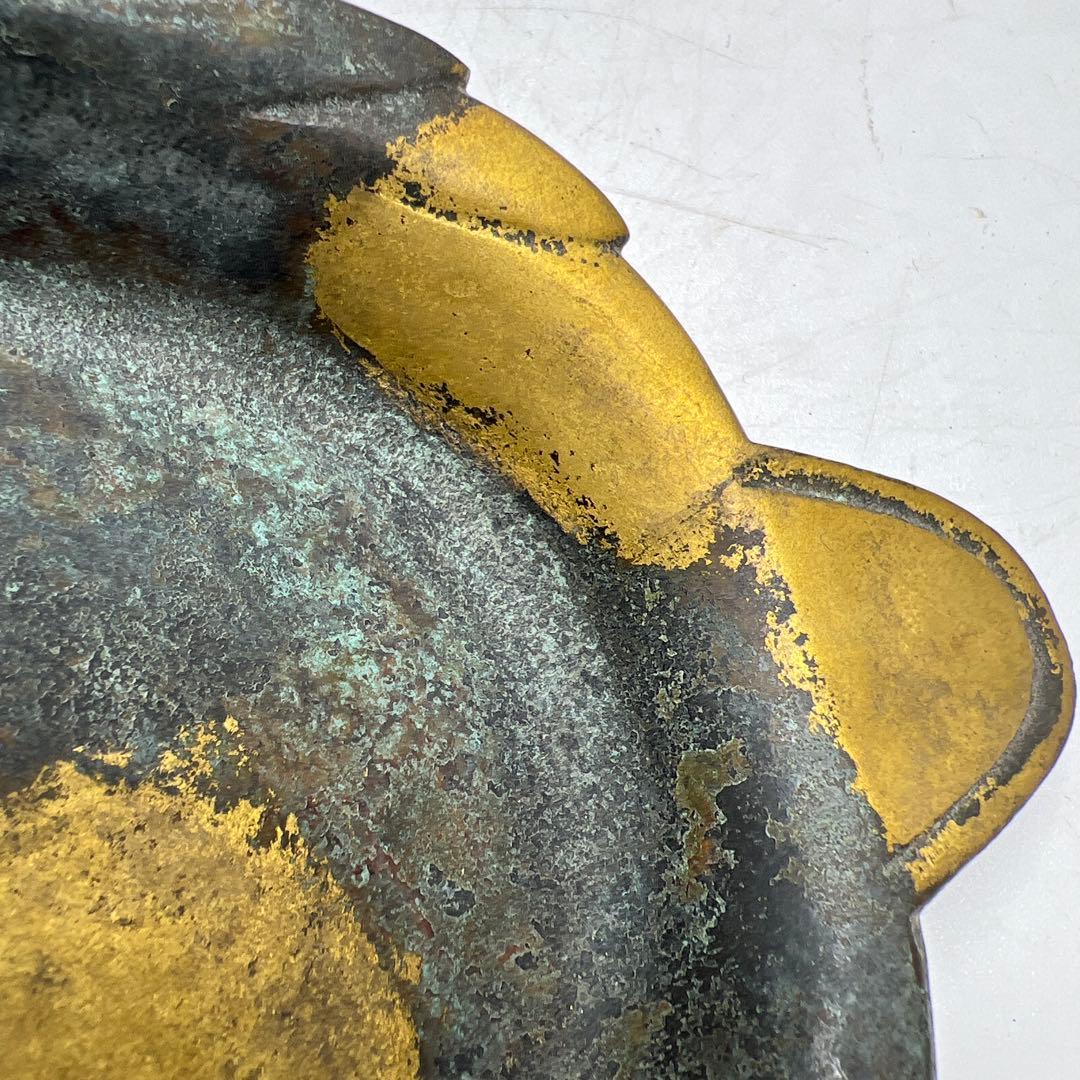 四代泰蔵六　塗金銅床置　瑞鳥　在銘　共箱　幅16cm 東K8-0226①タエサカ