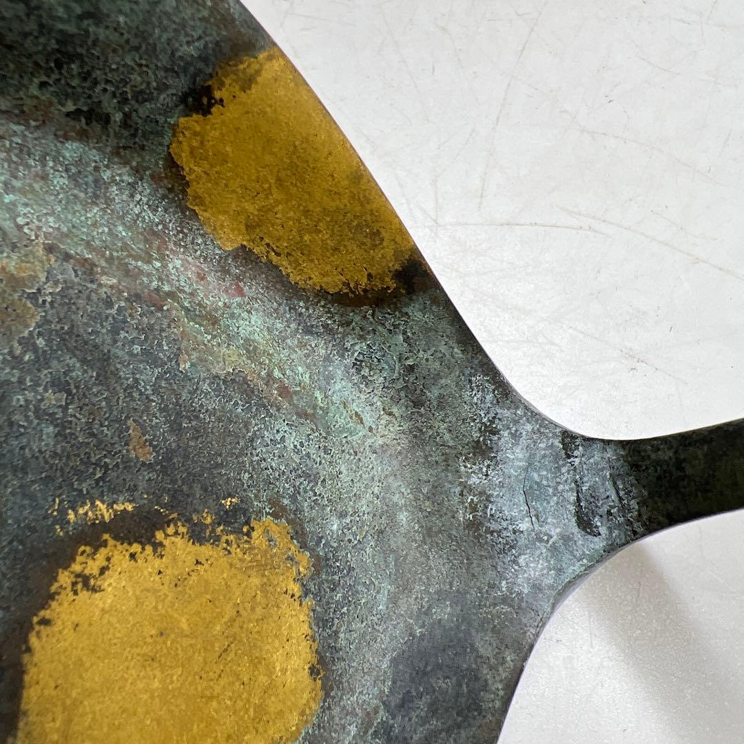 四代泰蔵六　塗金銅床置　瑞鳥　在銘　共箱　幅16cm 東K8-0226①タエサカ