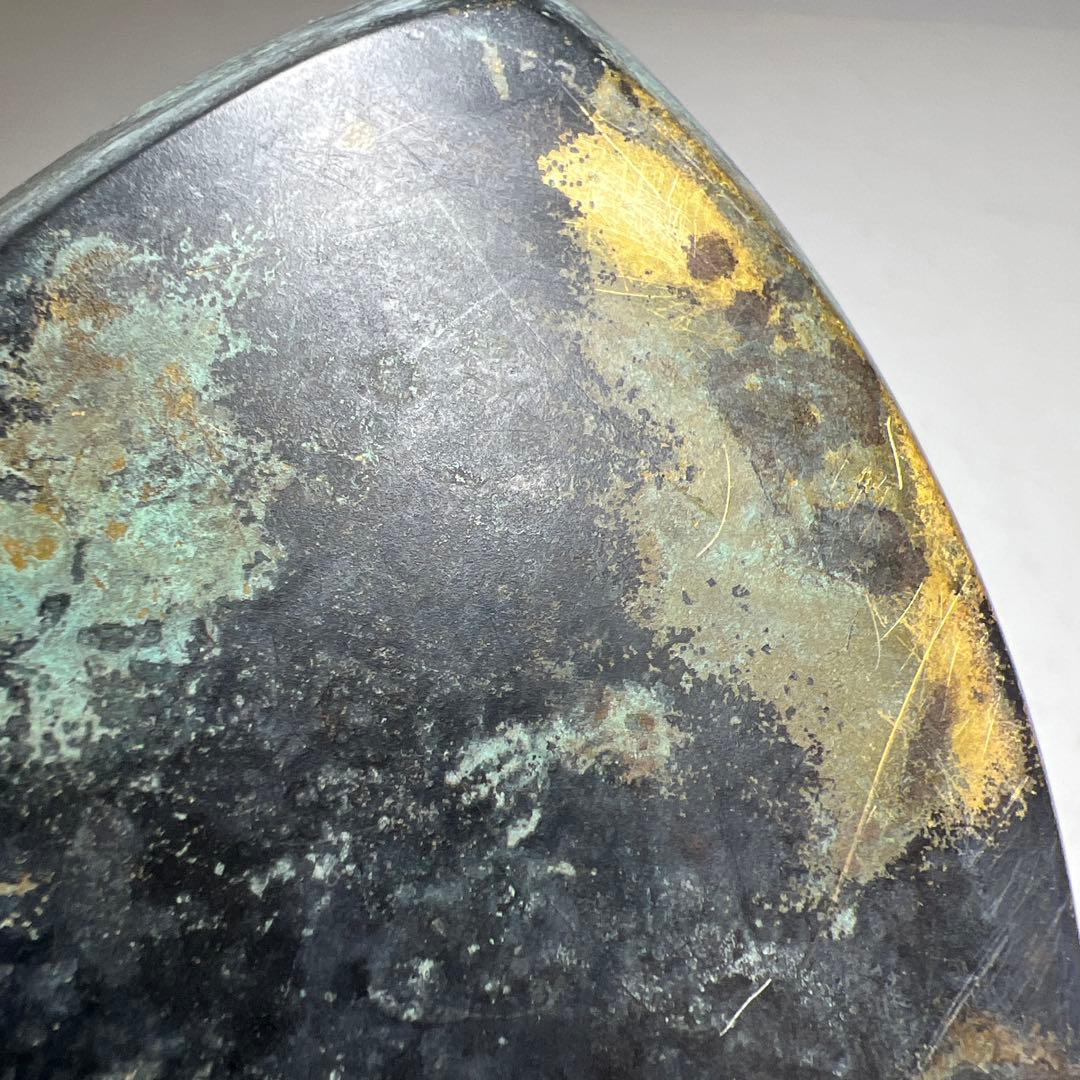 四代泰蔵六　塗金銅床置　瑞鳥　在銘　共箱　幅16cm 東K8-0226①タエサカ