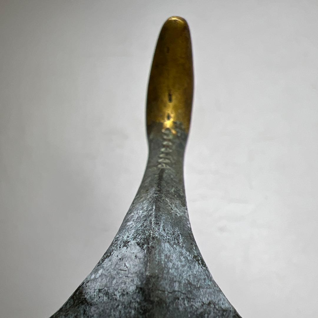 四代泰蔵六　塗金銅床置　瑞鳥　在銘　共箱　幅16cm 東K8-0226①タエサカ