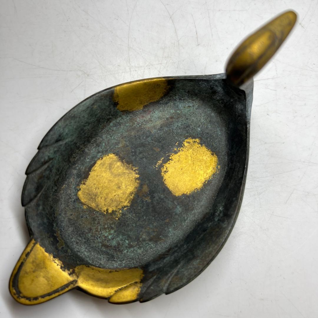 四代泰蔵六　塗金銅床置　瑞鳥　在銘　共箱　幅16cm 東K8-0226①タエサカ