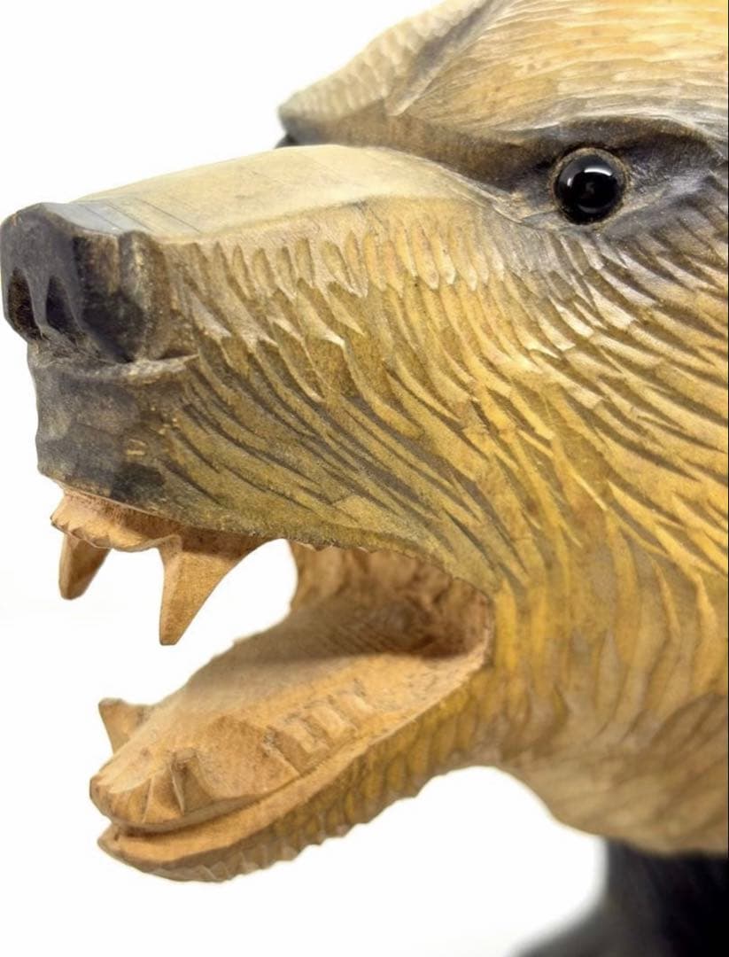 #【本物保証】鑑定証付き「引間二郎 木歩　作」1975年 北海道 八雲 木彫り熊