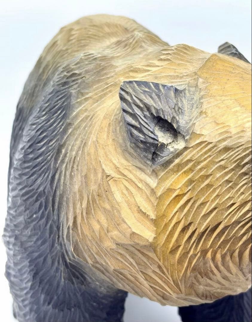 #【本物保証】鑑定証付き「引間二郎 木歩　作」1975年 北海道 八雲 木彫り熊