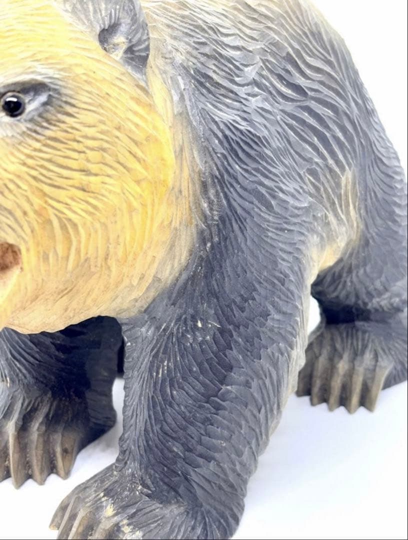 #【本物保証】鑑定証付き「引間二郎 木歩　作」1975年 北海道 八雲 木彫り熊