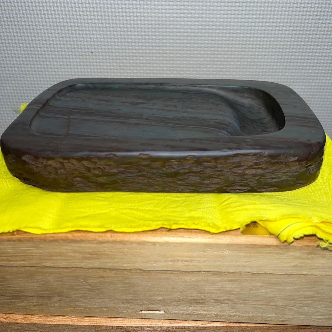 ⭕️赤間硯　希少　紫金石　野面硯　四六寸大　伝統工芸士　昭竜山　下井百合昭　工芸品