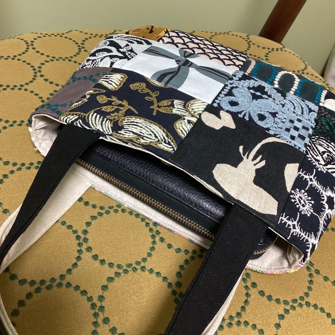 ミナペルホネン　パッチワークふっくらまるみのトートバッグハンドメイド