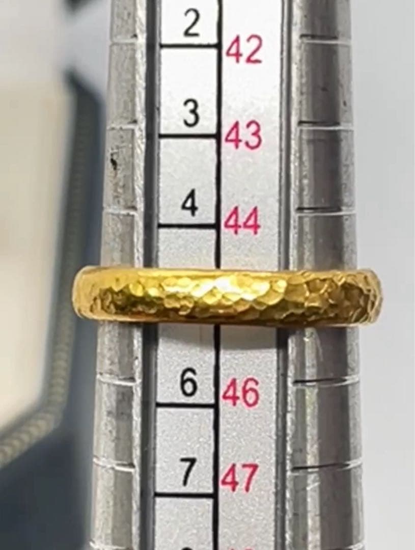 nkj　K24オーダー甲丸槌目リング3.2g　5号
