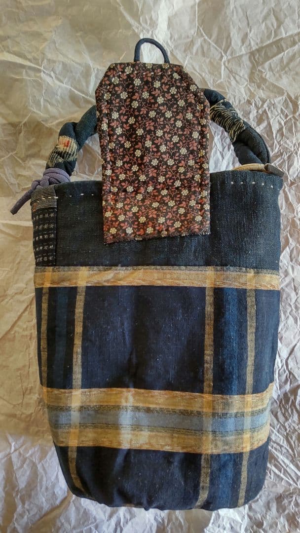 古布 型染め 木綿 リメイク パッチワーク 刺し子 バック 襤褸 縮緬