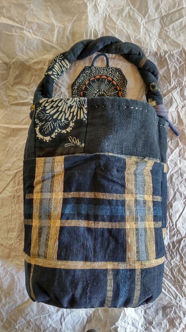 古布 型染め 木綿 リメイク パッチワーク 刺し子 バック 襤褸 縮緬