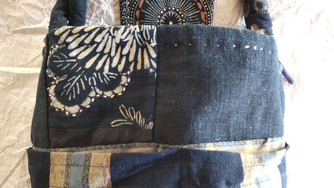 古布 型染め 木綿 リメイク パッチワーク 刺し子 バック 襤褸 縮緬