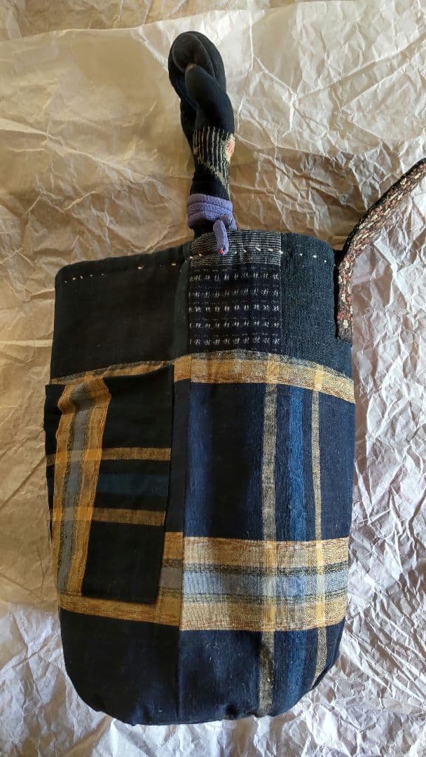 古布 型染め 木綿 リメイク パッチワーク 刺し子 バック 襤褸 縮緬