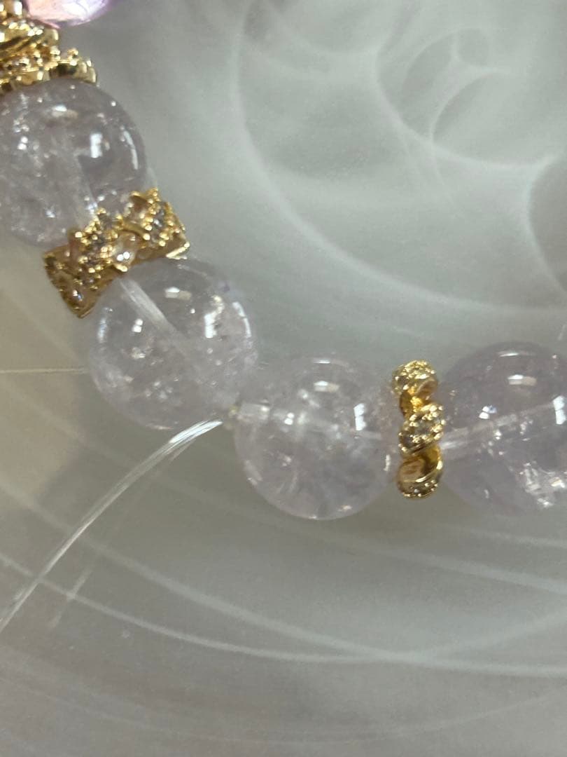 アイリス虹入りピンクアメジストとアイリススコロライトのブレスレット