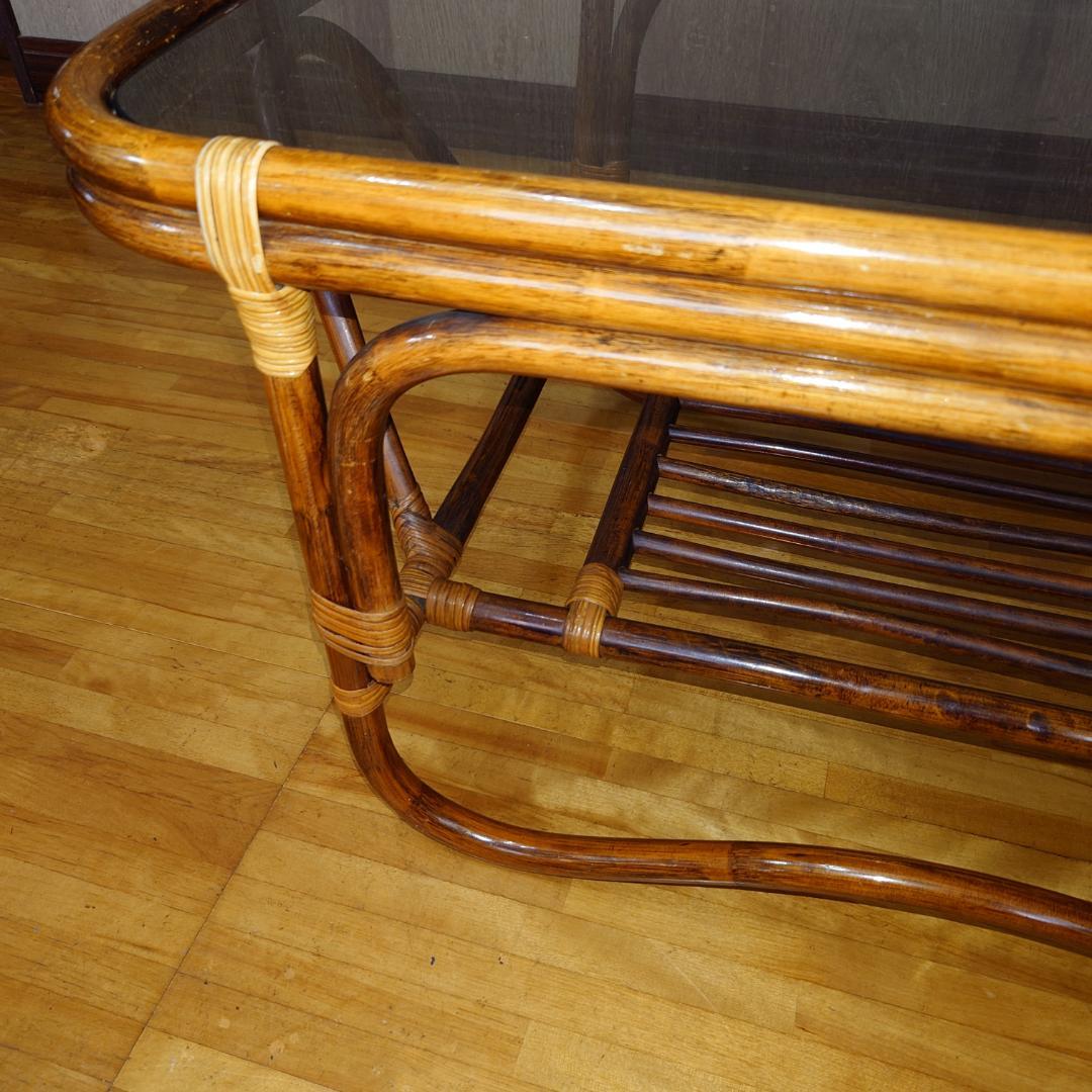 ラタン ガラステーブル【匿名配送】