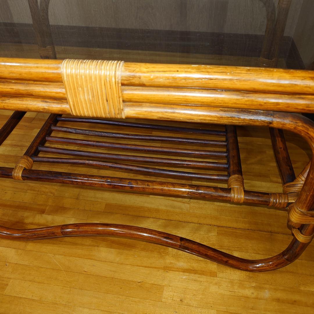 ラタン ガラステーブル【匿名配送】