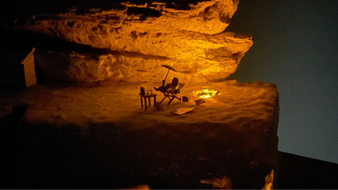 ポルコの隠れ家　紅の豚　ジオラマ　ライトアップ