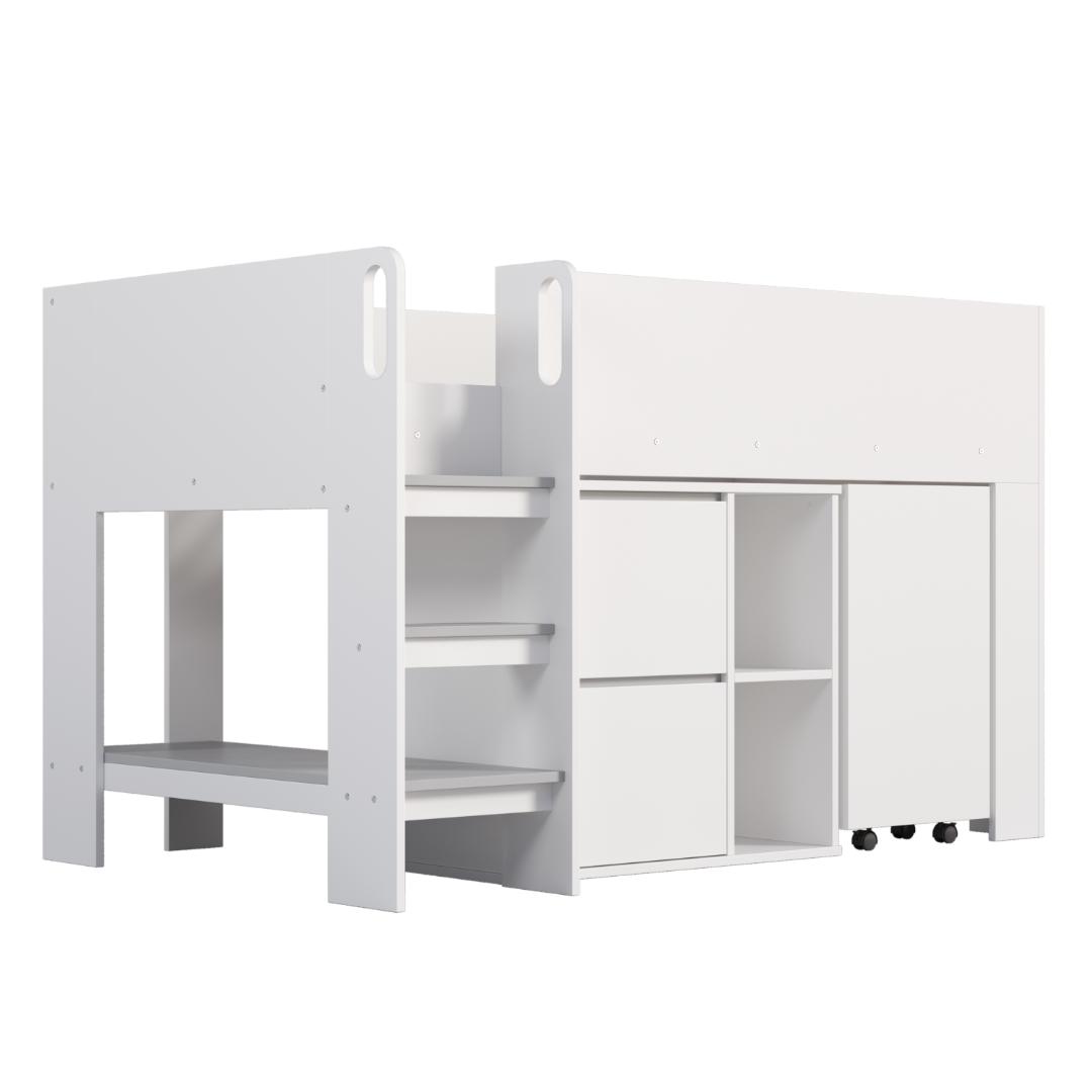シングル システムベッド 3点セット ロフト 学習机 収納棚 耐荷重 200kg