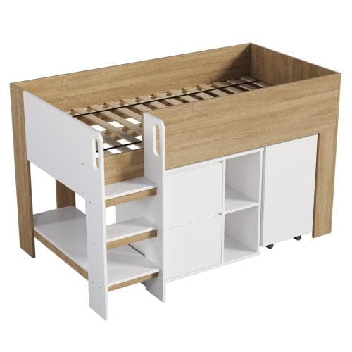 シングル システムベッド 3点セット ロフト 学習机 収納棚 耐荷重 200kg