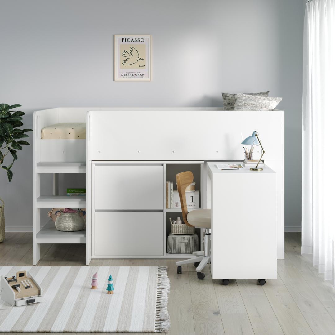 シングル システムベッド 3点セット ロフト 学習机 収納棚 耐荷重 200kg