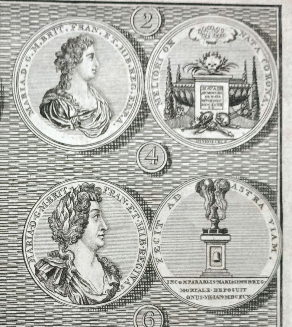 額装品　1785年頃　英国の歴史　「Queen Mary　メダル図譜」