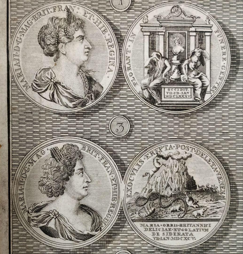額装品　1785年頃　英国の歴史　「Queen Mary　メダル図譜」