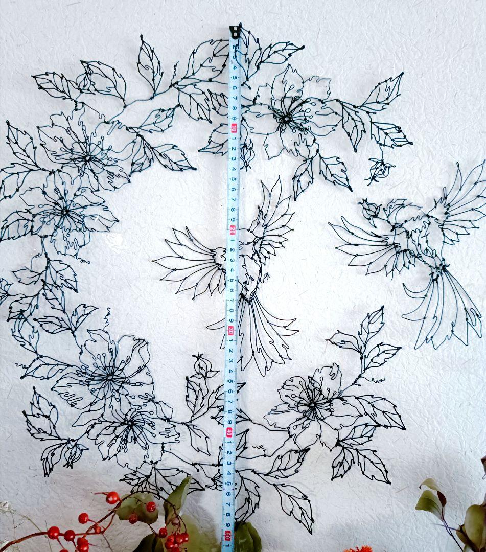 アネモネ　草木　リース　小鳥　フラワーアート　ワイヤークラフト