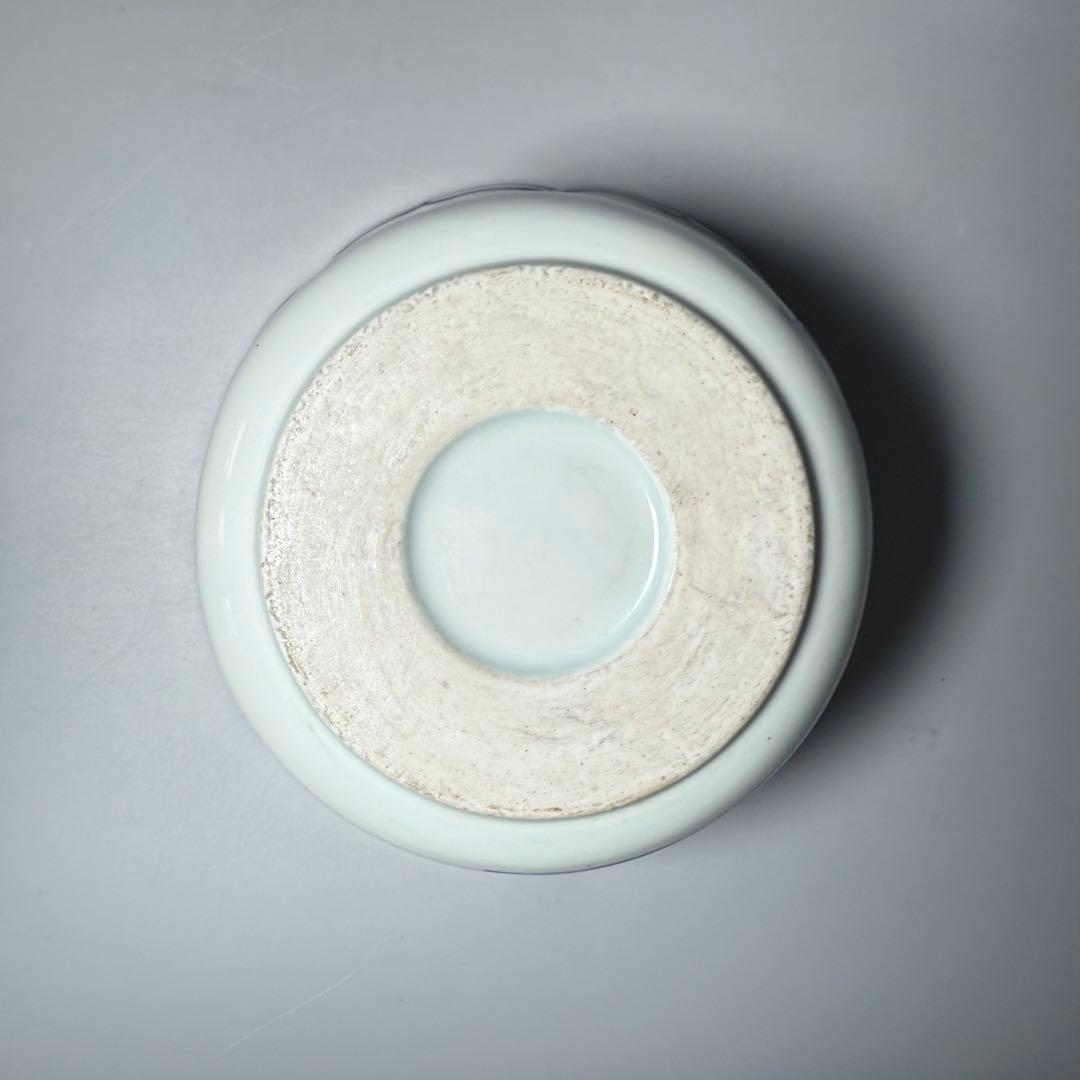 古伊万里　染付賢人漢詩輪花形中鉢　五点　赤壁賦　蘇軾　直径16.1cm　極上鉢