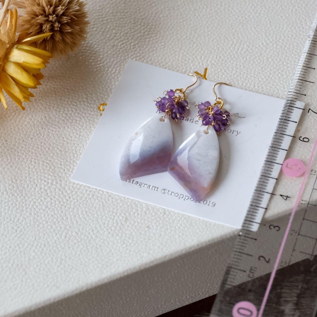 14kgfパープルレースアゲートピアス/イヤリング