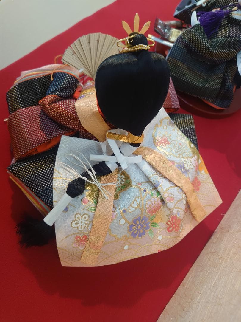 ●タイムセール●新品●　おひなさまセット　紬風衣装と和紙屏風