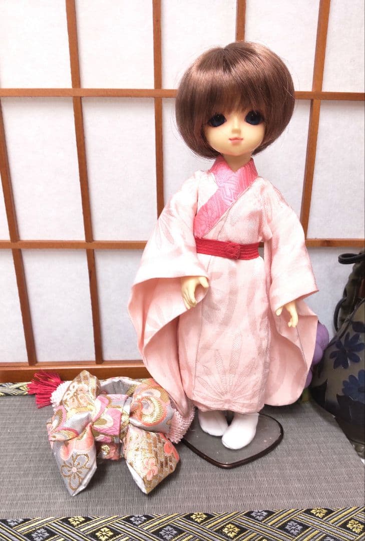 HM　幼SDサイズ振り袖セット　紺色梅と菊