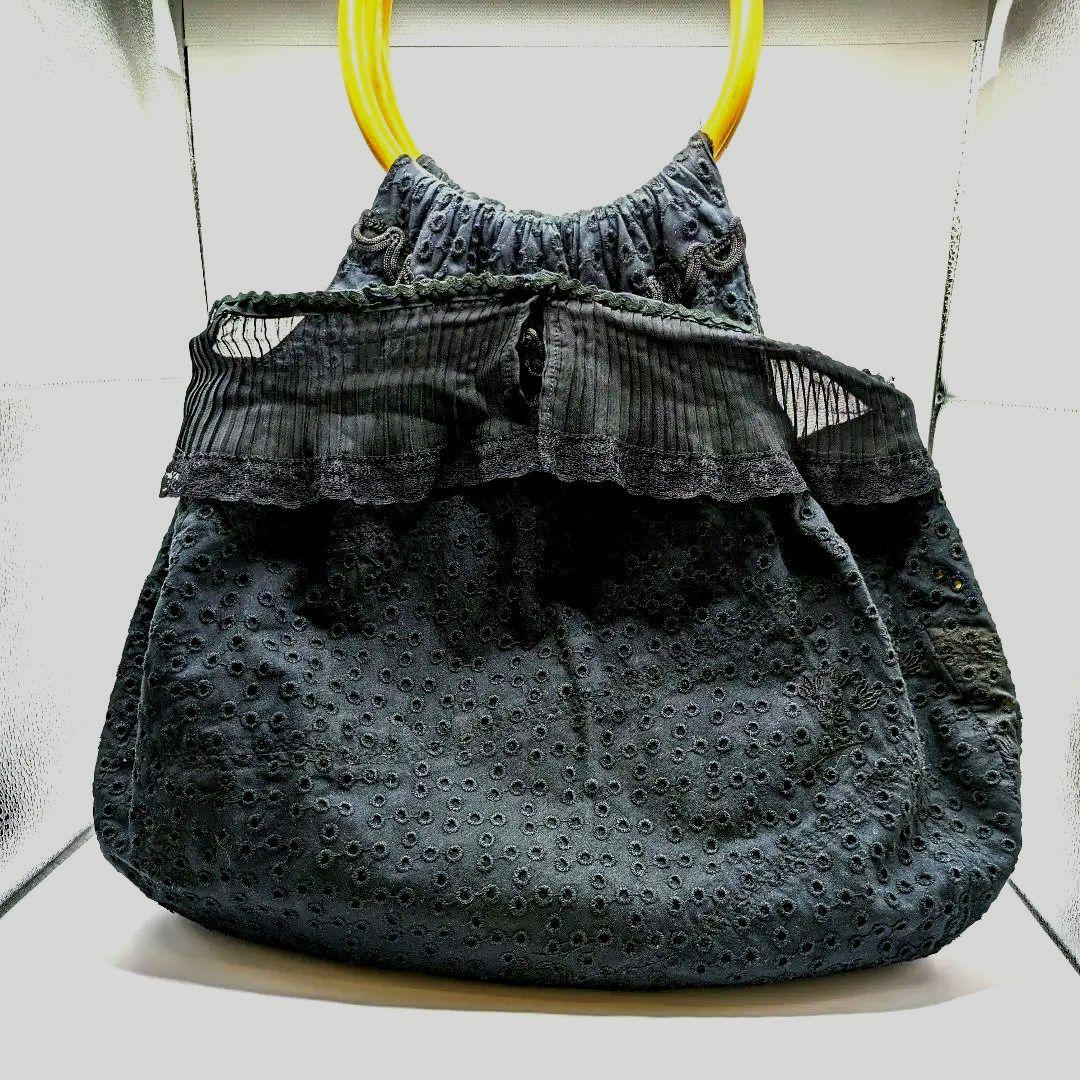 ハンドメイド 黒いレースのグラニバッグ