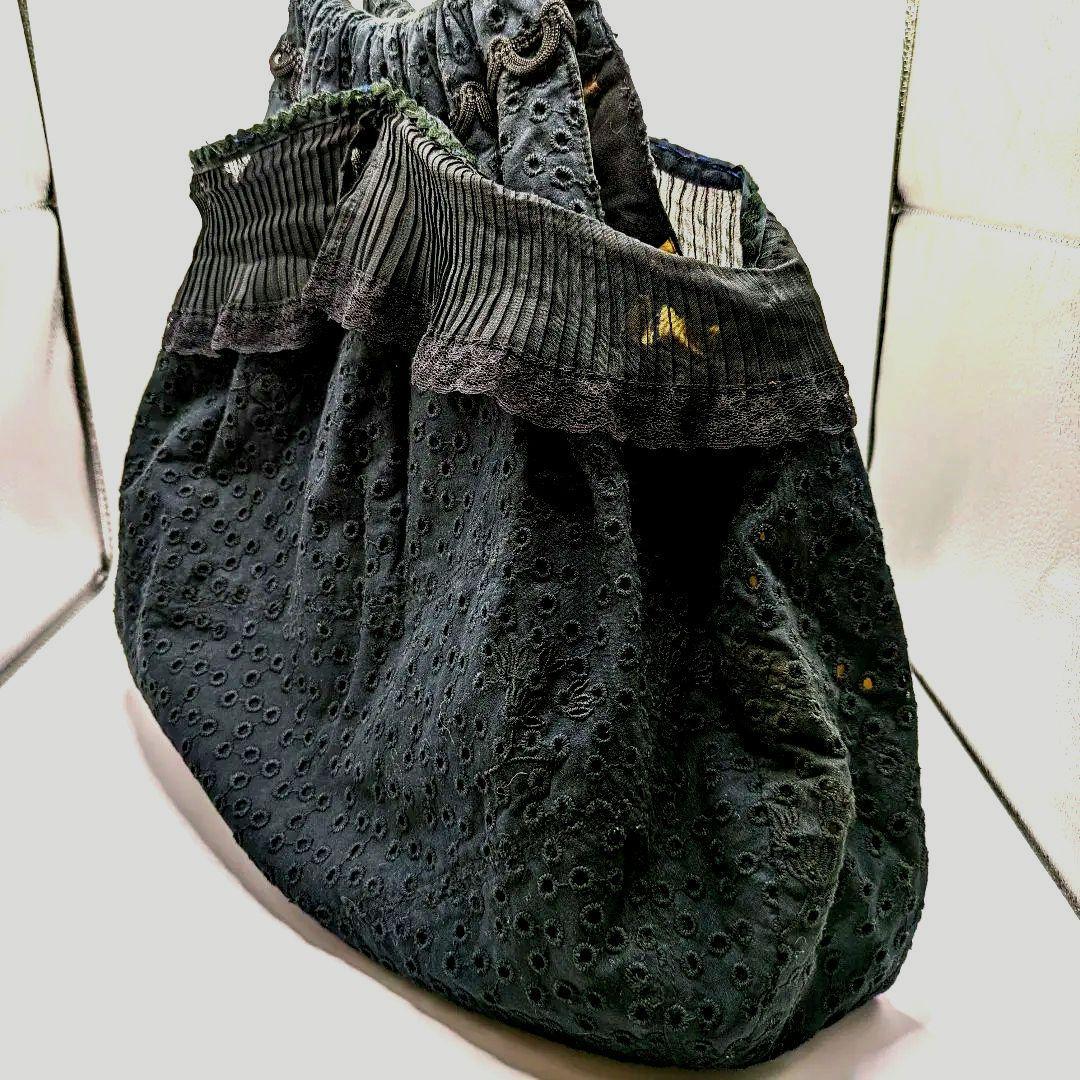 ハンドメイド 黒いレースのグラニバッグ