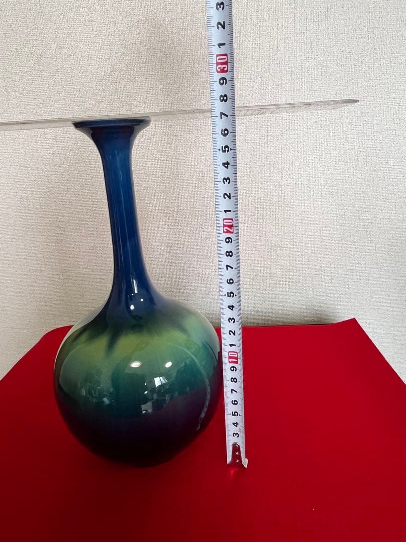 【特価】柳雨軒 三代 人間国宝 徳田八十吉（正彦銘）碧明釉 花生 T255