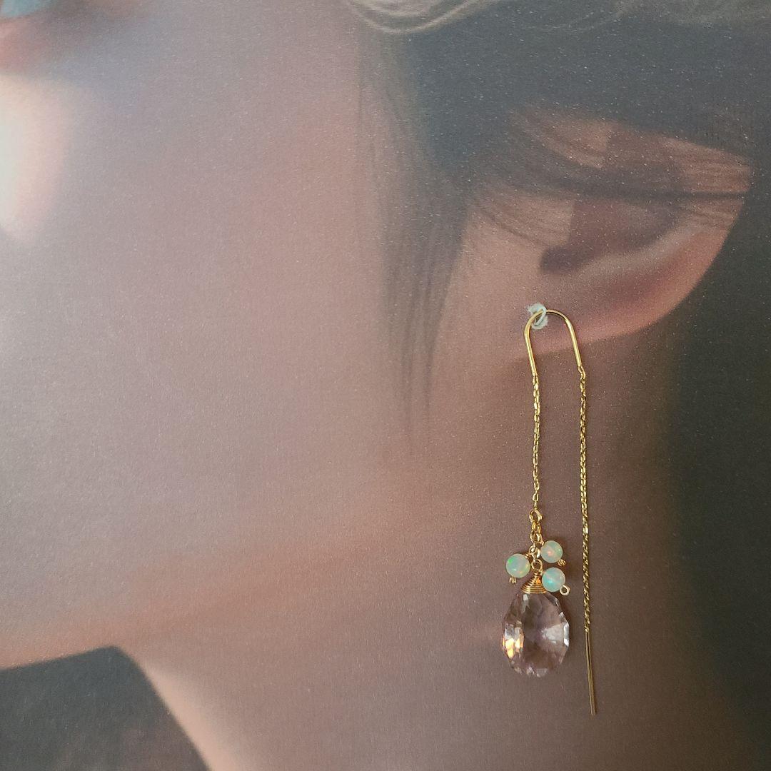 【0304】アメリカンピアス 大粒ピンクアメジスト※宝石質