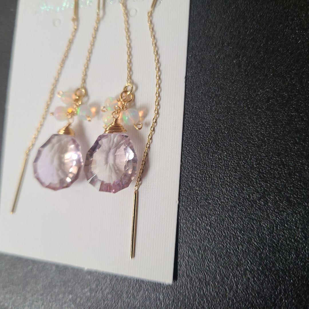 【0304】アメリカンピアス 大粒ピンクアメジスト※宝石質