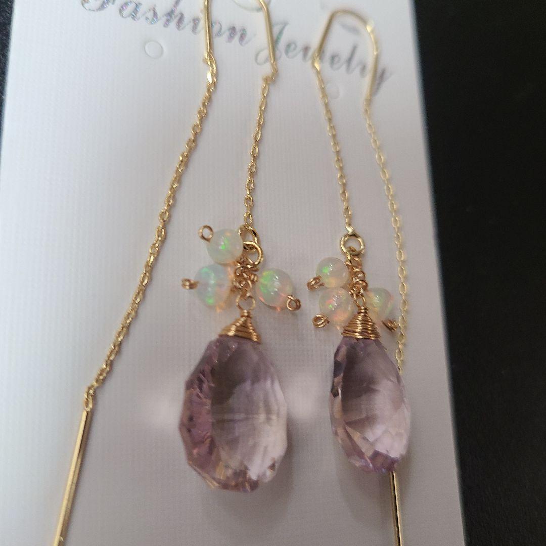 【0304】アメリカンピアス 大粒ピンクアメジスト※宝石質