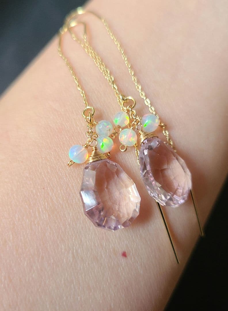 【0304】アメリカンピアス 大粒ピンクアメジスト※宝石質