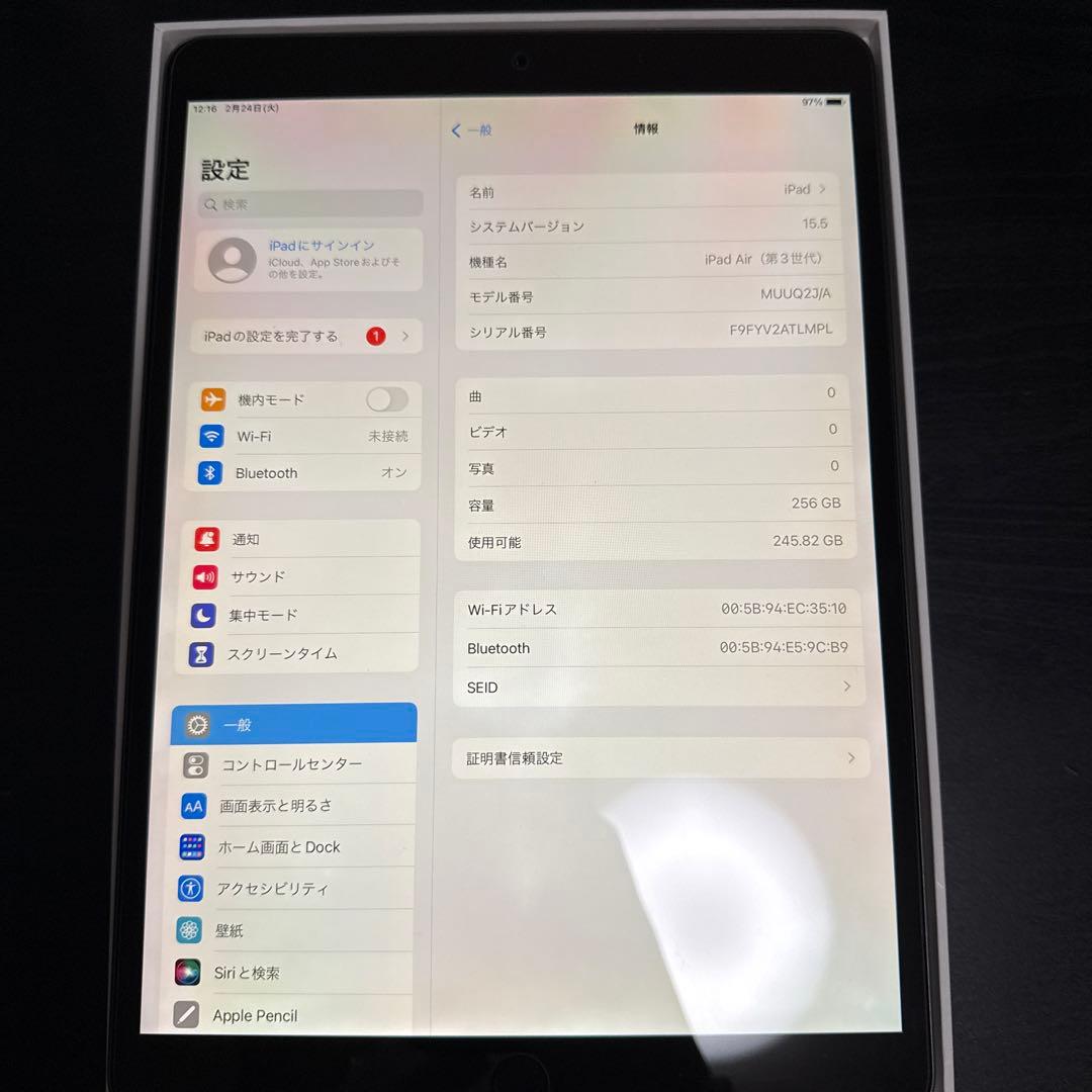 iPad air 第3世代　256GB wifiモデル　ドット抜けあり　ジャンク