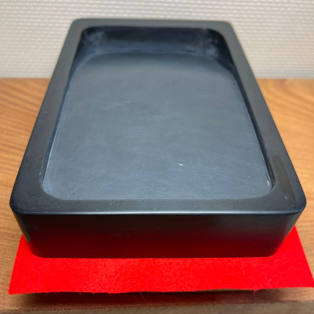 ⭕️雨畑硯　四六大　角彫研　芳龍閣硯舗　深沢勝左衛門　硯界最高権威　長方硯　共箱