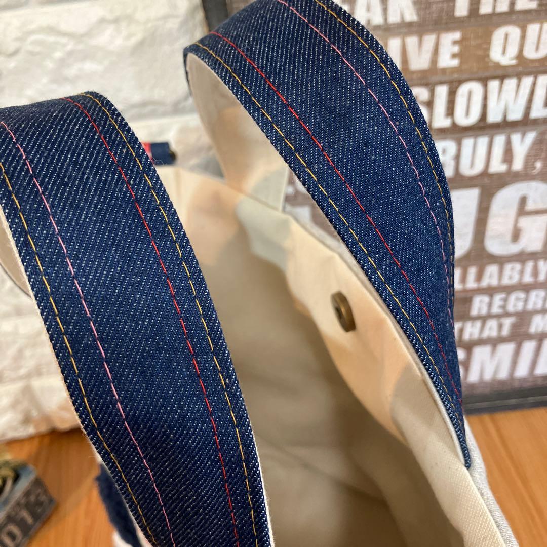 ハンドメイドバックデニムリメイクパッチワーク丸底バケツトートバック2way