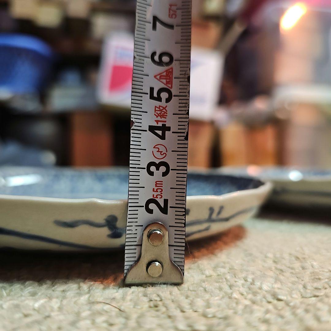 古伊万里 江戸後期 輪花萩唐草皿 一対