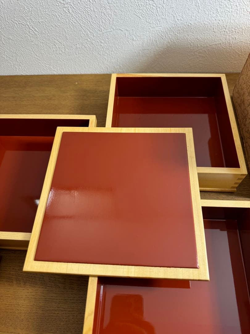 天然木　重箱　3層　未使用品　共箱