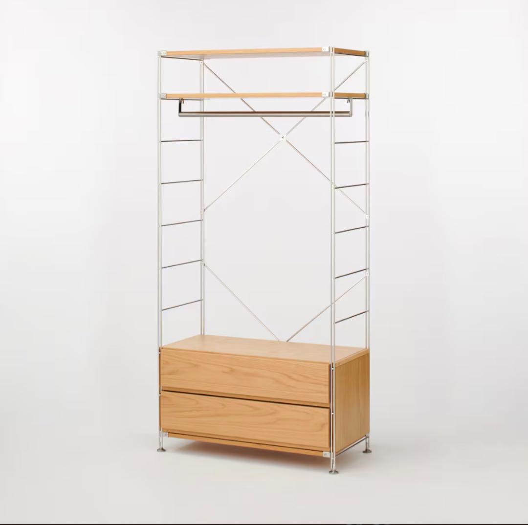 【無印良品】ステンレスユニットシェルフ・オーク材・ワードローブセット